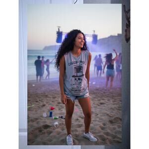 Daydreamer Sweet Death Graphic Tank Top Skull Russian Vodka Grey Black Muscle S